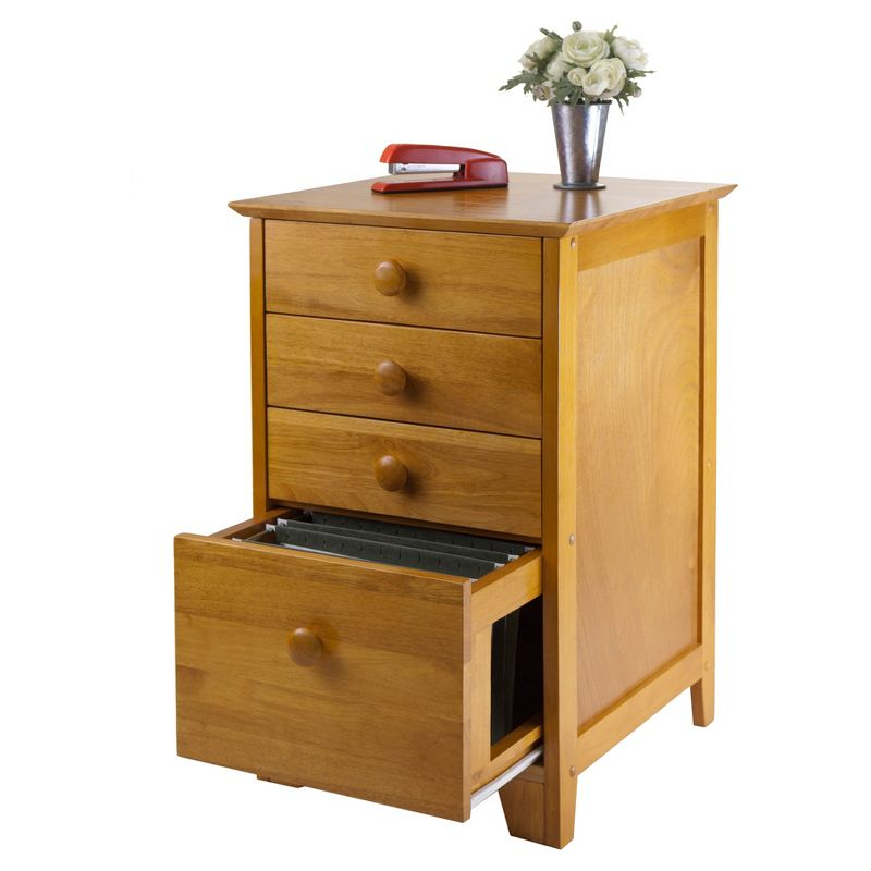 4 Drawers Studio File Cabinet Honey Brown - Winsome: Vertical Storage, Home Office, L-Shaped Desk Compatible