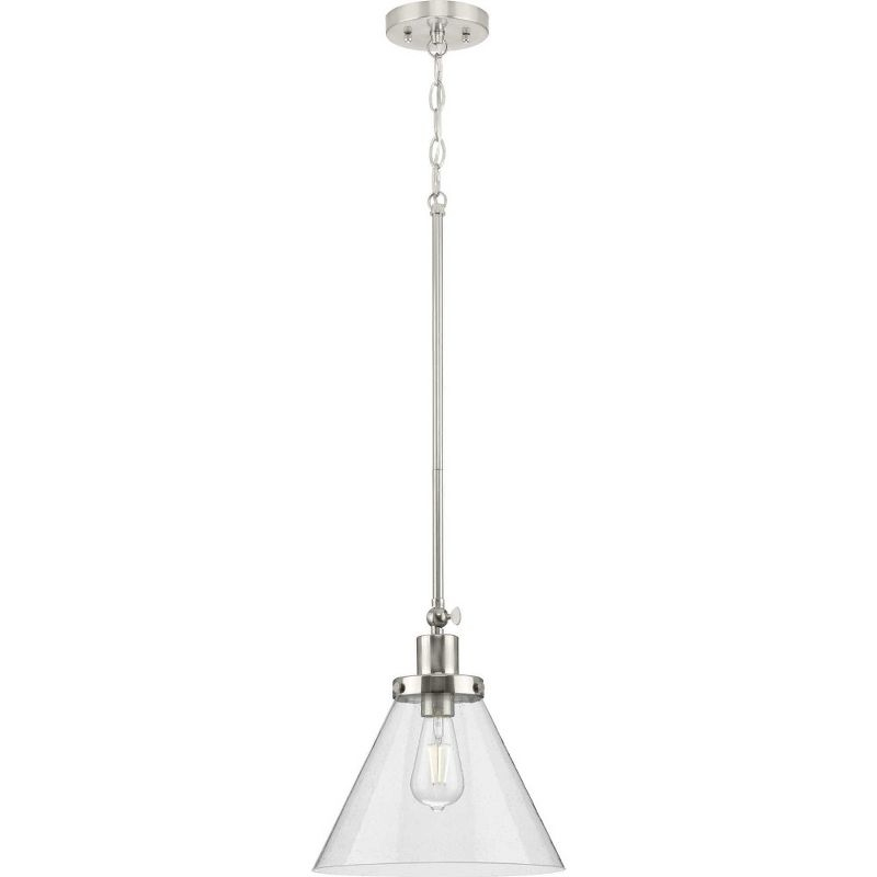Progress Lighting Hinton 1-Light Industrial Pendant, Vintage Brass, Seeded Glass Shade