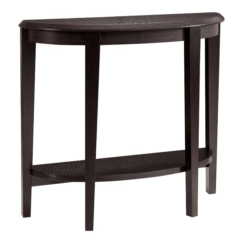 24/7 Shop At Home 36" Heartrhythm Transitional Half Moon Console Table with Shelf Espresso: Entryway Storage, MDF & Veneer