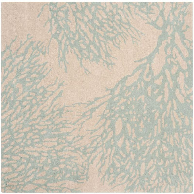 Bella BEL115 Hand Tufted Area Rug - Beige/Blue - 5'x5' - Safavieh.