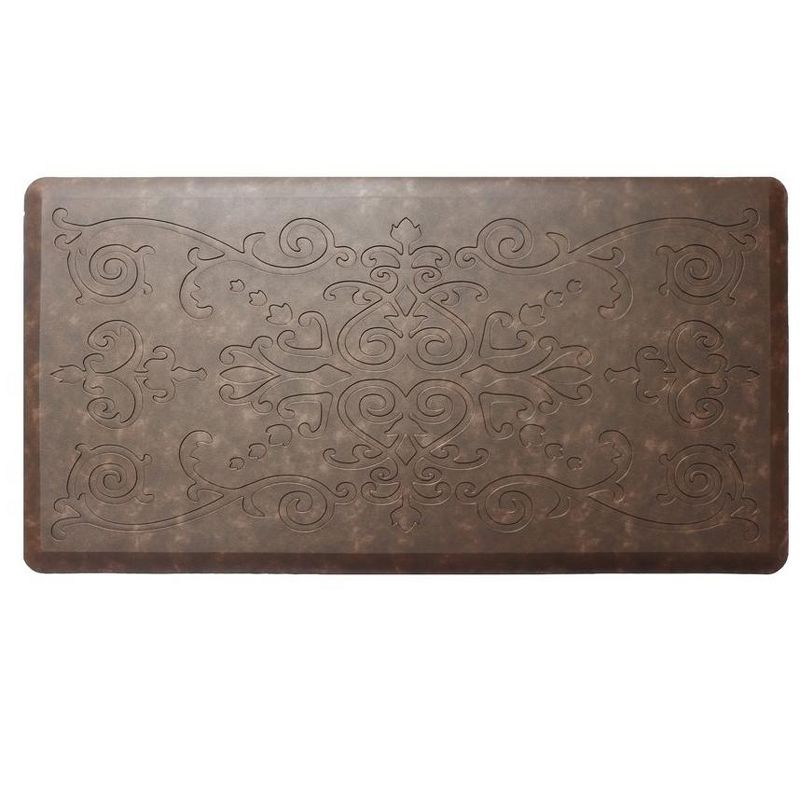 J&V TEXTILES Medallion Embossed Anti-Fatigue Stain-Resistant Cushioned Floor Mats (17" x 28" Espresso)