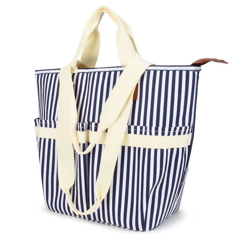 Solaris Insulated Cooler Bag, 3 Layer Leakproof Soft Cooler tote bag, Collapsible Waterproof Grocery Thermal Bag, Gift Ideas for Picnic, Gray Strip