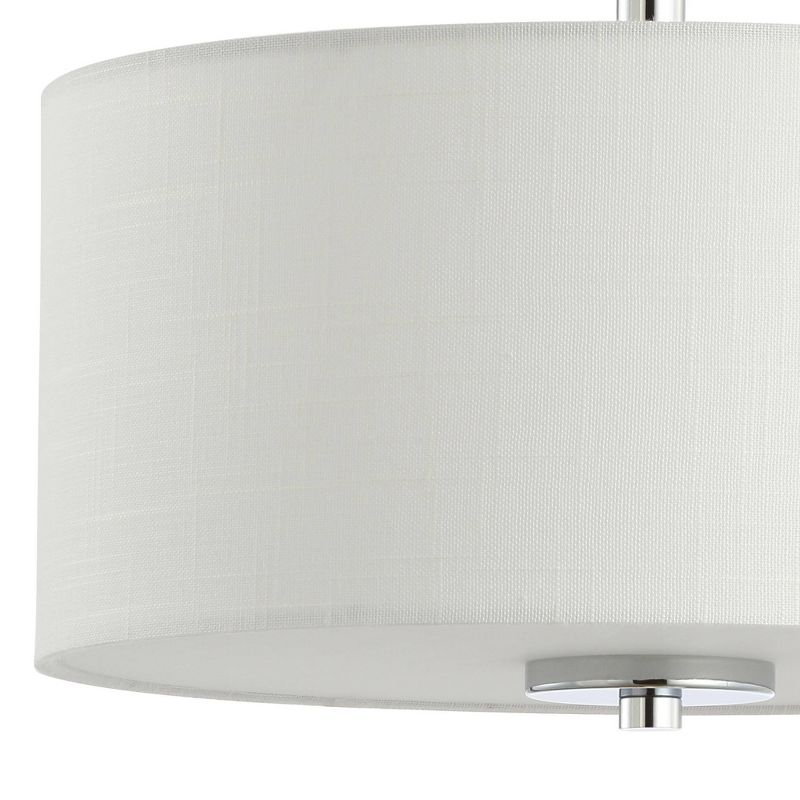 15" Marc Metal/Linen LED Semi-Flush Mount Chrome - JONATHAN Y: ETL Listed, 2-Light Fixture