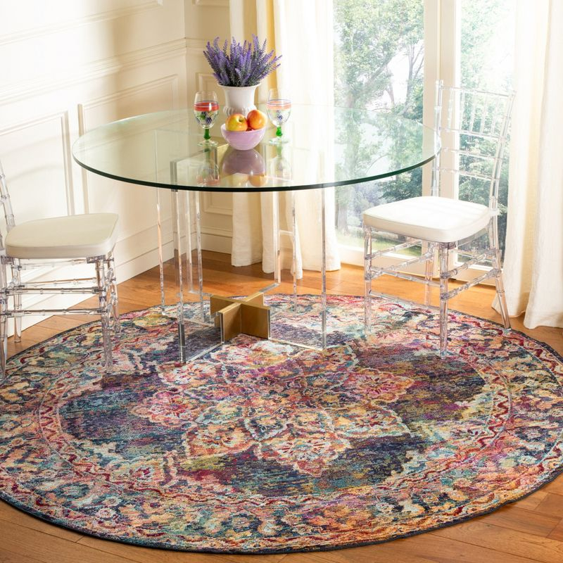 Crystal CRS513 Power Loomed Area Rug - Navy/Light Blue - 7' round - Safavieh.