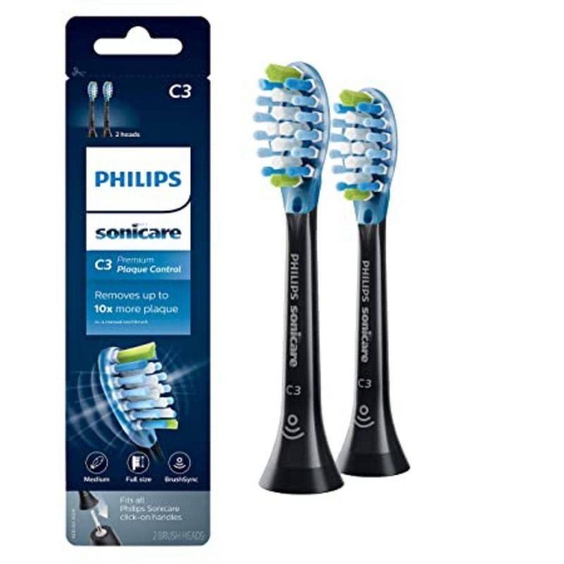 Philips Sonicare C3 Premium 2-in-1 Plaque & Whiten Replacement Electric Toothbrush Head - HX9042/95 - Black - 2pk