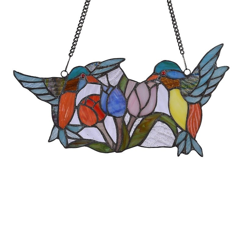 Chloe Lighting Nectar Tiffany-Style Animal Design Window Panel 16" X 9"