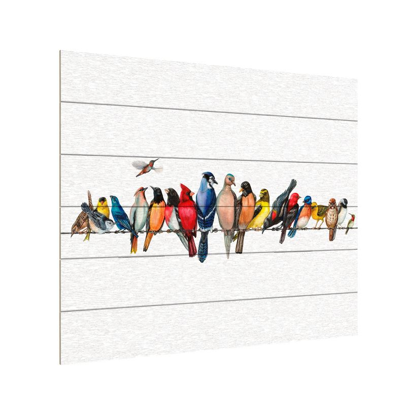 Trademark Fine Art -12"x16"  Wendy Russell 'Large Bird Menagerie Ii' Wood Slat Art