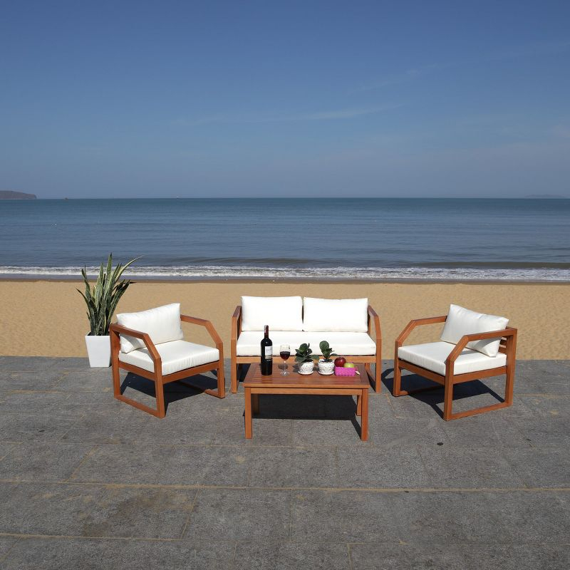 Dren 4 Piece Living Set - Indoor/Outdoor - PAT7067 - Natural/Beige - Safavieh
