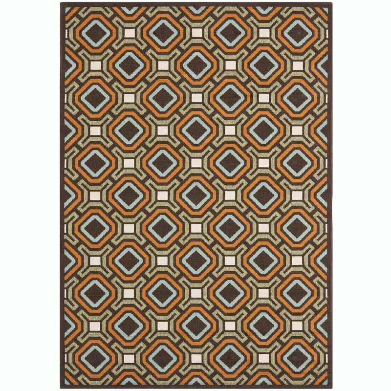 Veranda VER089 Power Loomed Indoor and Outdoor Area Rug - Chocolate/Terracotta - 5'3"x7'7" - Safavieh.