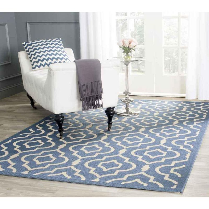 Courtyard CY6926 Power Loomed Indoor and Outdoor Area Rug - Blue/Beige - 5'3"x7'7" - Safavieh