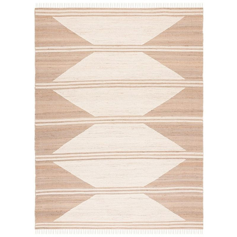 Kilim With Fringes KLM451 Hand Woven Area Rug - Natural/Ivory - 8'x10' - Safavieh
