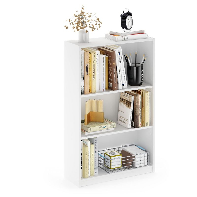Furinno 3-Tier Bookcase with Adjustable Shelves for Study Home Office Kids Room,White