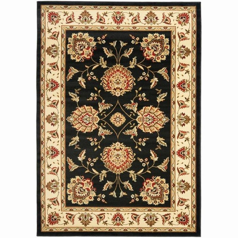 Lyndhurst LNH555 Power Loomed Area Rug - Black/Ivory - 5'3"x7'6" - Safavieh