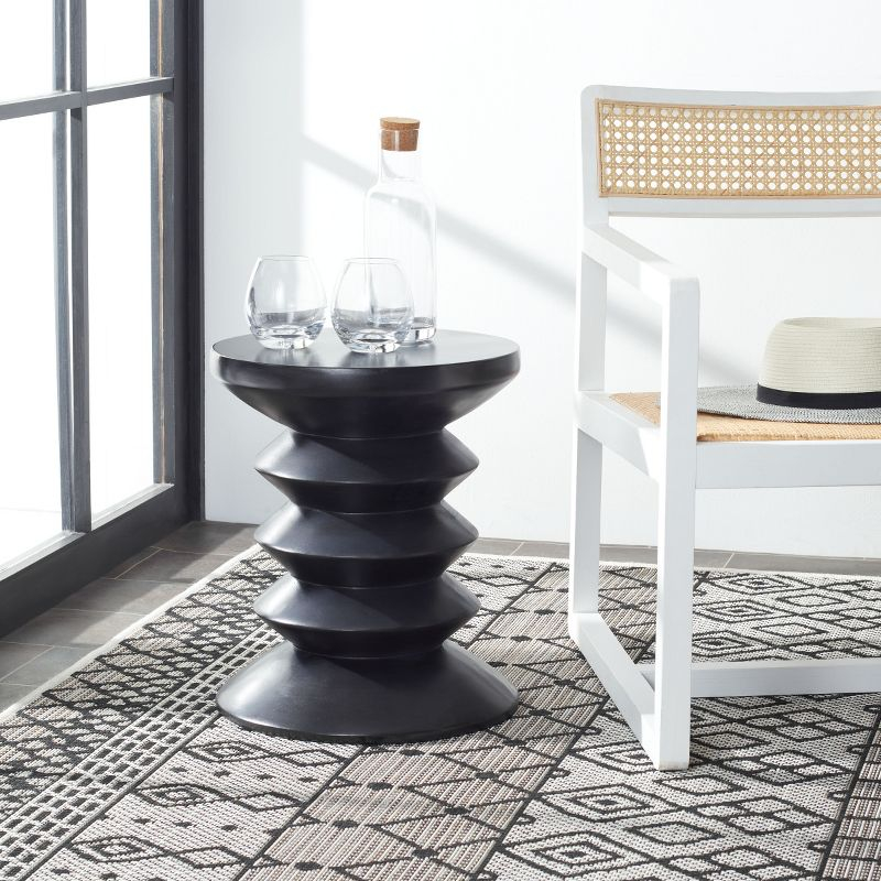 Benaya Concrete Accent Stool - Indoor/Outdoor - VNN1032 - Black - Safavieh