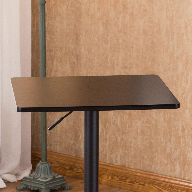 Roundhill Furniture Belham Black Square Adjustable Metal Base Bar Table