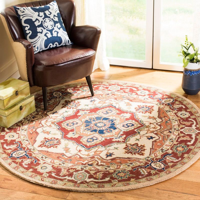 Chelsea HK709 Hand Hooked Area Rug - Red/Ivory - 8' round - Safavieh.
