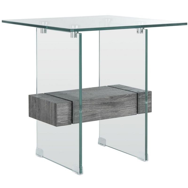Kayley Accent Table - Glass/Black Oak Shelf - Safavieh.