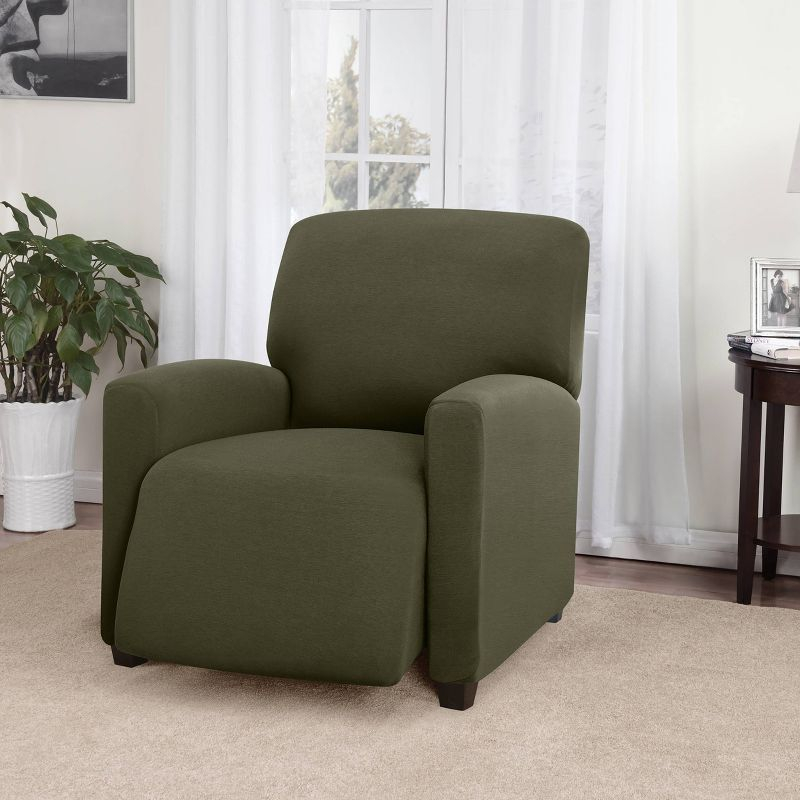 Jersey Large Recliner Slipcover Forest - Madison Industries: Elastic Fit, Polyester & Spandex, Indoor Use