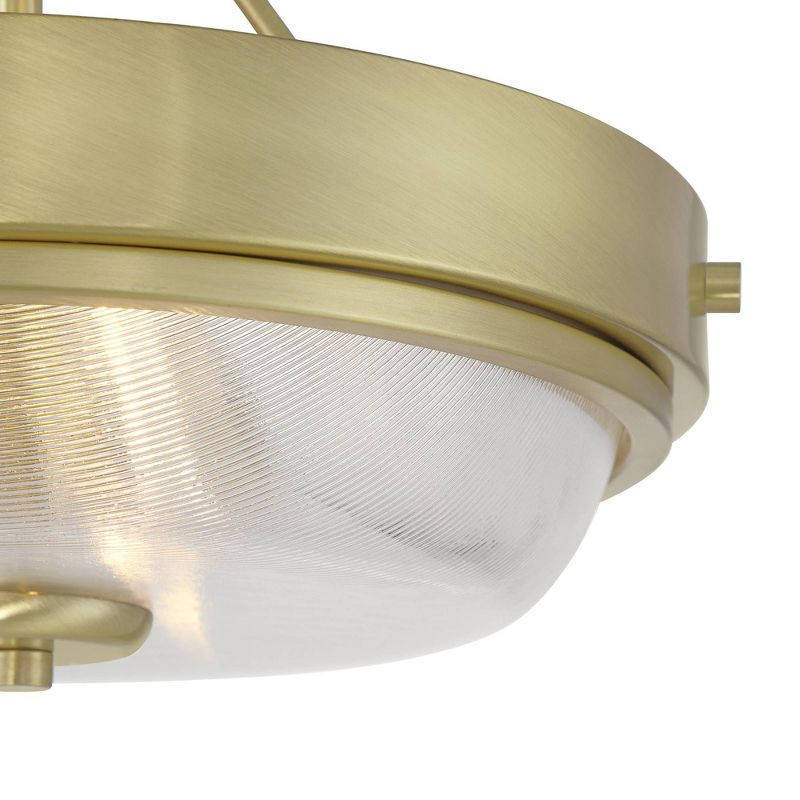 Regency Hill Carmine 13" Modern Semi Flush-Mount Ceiling Light Fixture Kitchen Foyer Hallway Round Brass Finish Glass Bedroom Bathroom Entryway