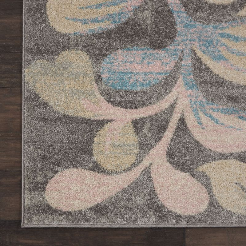 Nourison Tranquil 8' X 10' Grey/Beige Area Rug Contemporary Botanical Vine and Bloom by Nourison