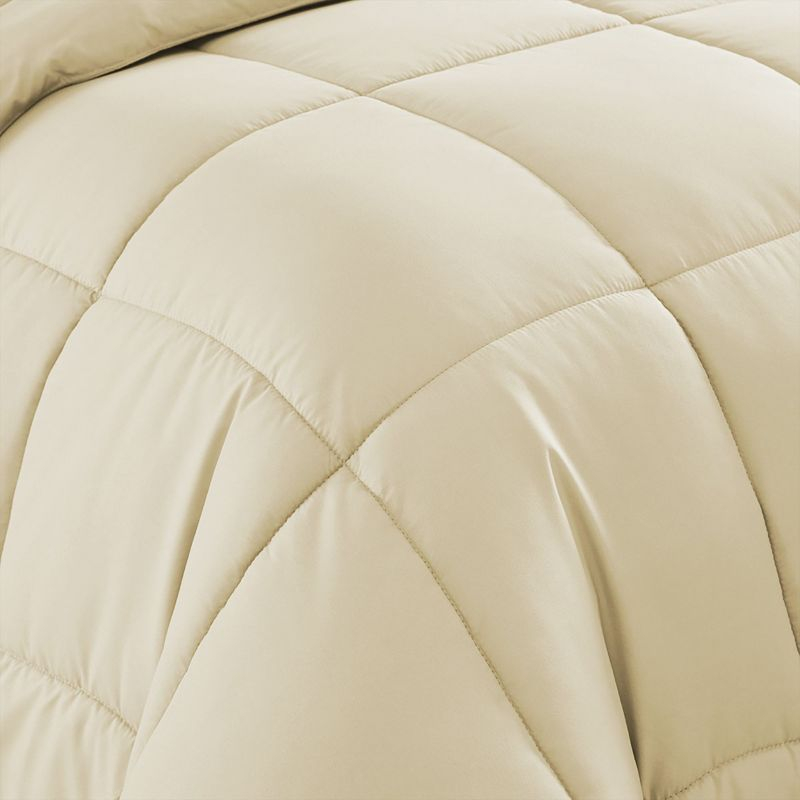 Bed-in-A-Bag Solid Color Comforter & Sheet Set Soft All Season Bedding, Queen, Beige