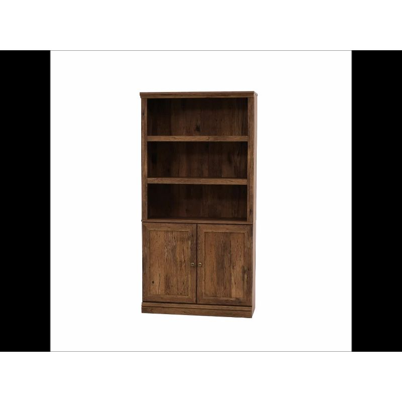 70" 5 Shelf Bookcase with Doors Yellow - Sauder: Sindoori Mango, Vertical Storage