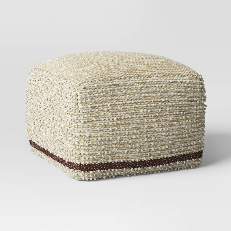 Branchville Square Pouf Cream Boucle - Threshold™: Transitional Style, No Assembly, Cotton & Wool Blend