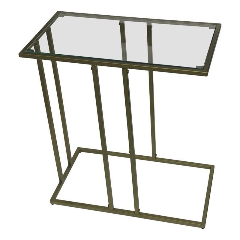 Carolina Living Serena End Table - Tempered Clear Glass - Antique Gold