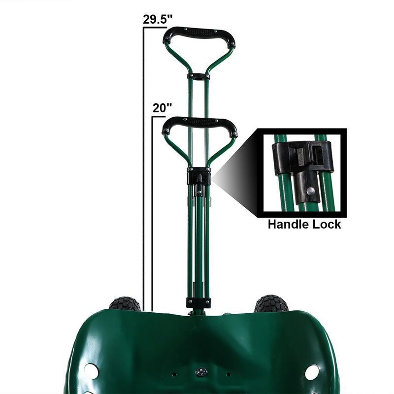 SunnyDaze Decor Steel Extendable Steering Handle Swivel Seat & Basket Garden Carts