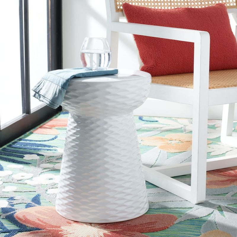 Daphne Garden Stool - Indoor/Outdoor - ACS4523 - White - Safavieh