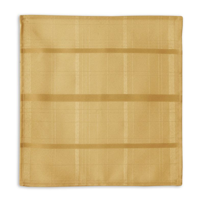 Elegance Plaid Stain Resistant Napkin Set of 4 - 17" x 17" - Ribbon Gold - Elrene Home Fashions