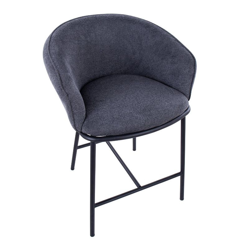 Set of 2 Ashland Counter Height Barstools Charcoal - LumiSource: Padded Seat, Black Metal Frame, Upholstered