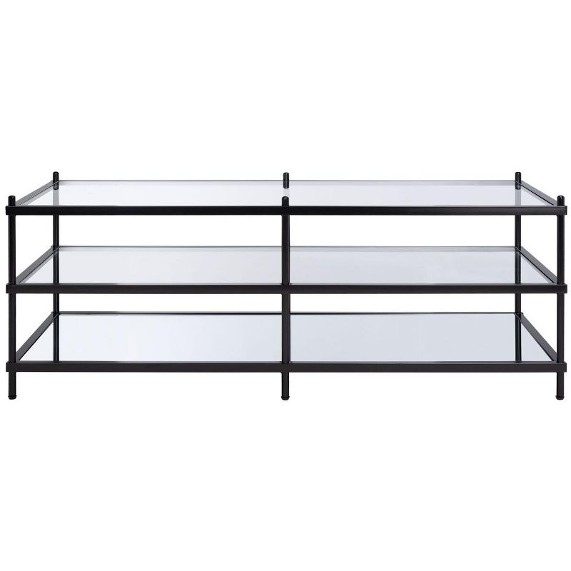 Cathal Glass And Mirror Coffee Table - Black/Glass - Safavieh
