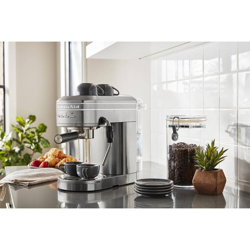 KitchenAid Semi-Automatic Espresso Machine - Brushed Stainless Steel: 15 Bars Pressure, Dishwasher-Safe, 47oz Capacity