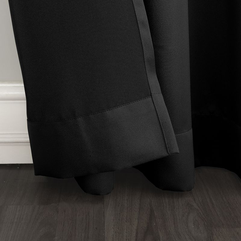 54"x108" Sun Zero Room Darkening Seymour Grommet Curtain Panel Black: Modern Energy Efficient Living Room Decor