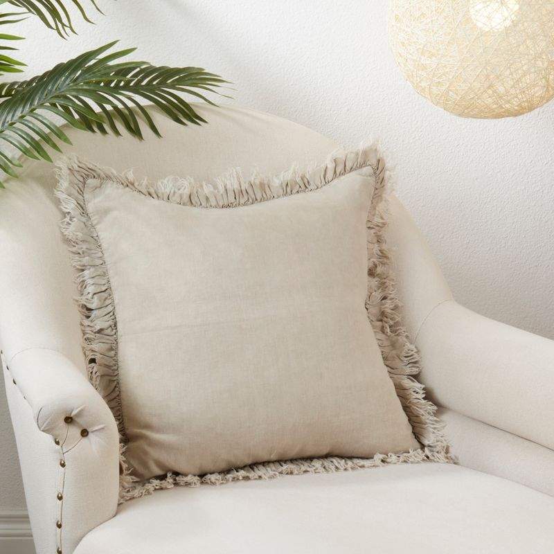 Leona Ruffled Linen Reversible Throw Pillow