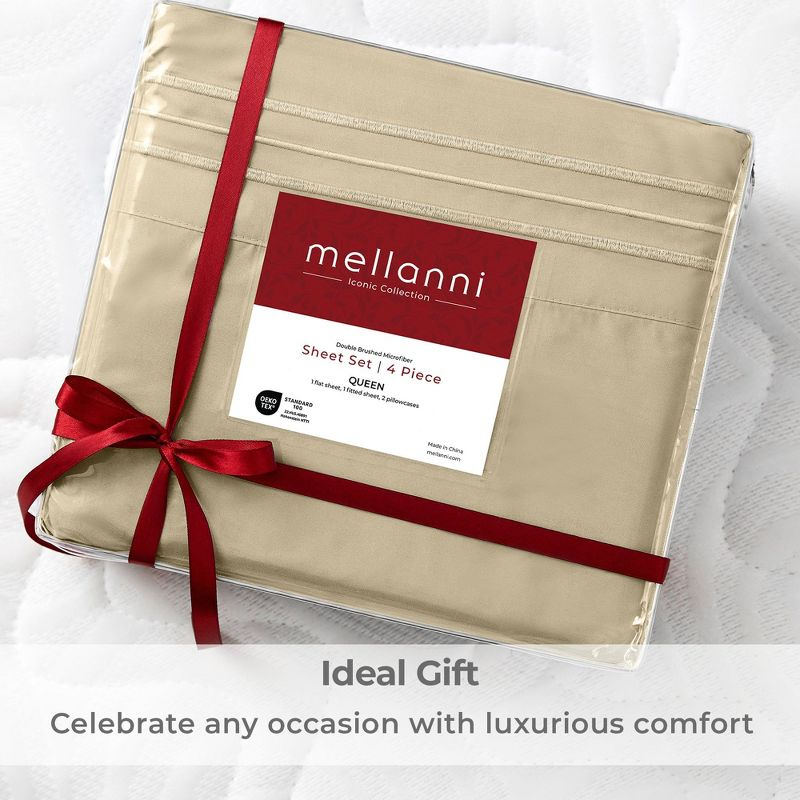 Mellanni Brushed Microfiber Sheet Set, Full, Beige, 4 Piece