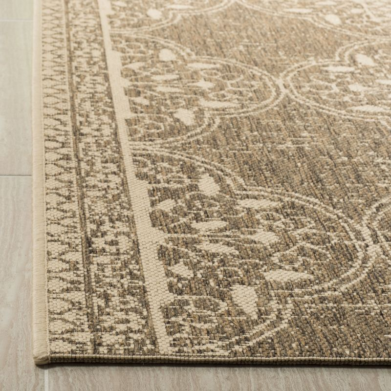 Linden LND174 Power Loomed Area Rug - Cream/Beige - 6'7"x6'7" - Safavieh