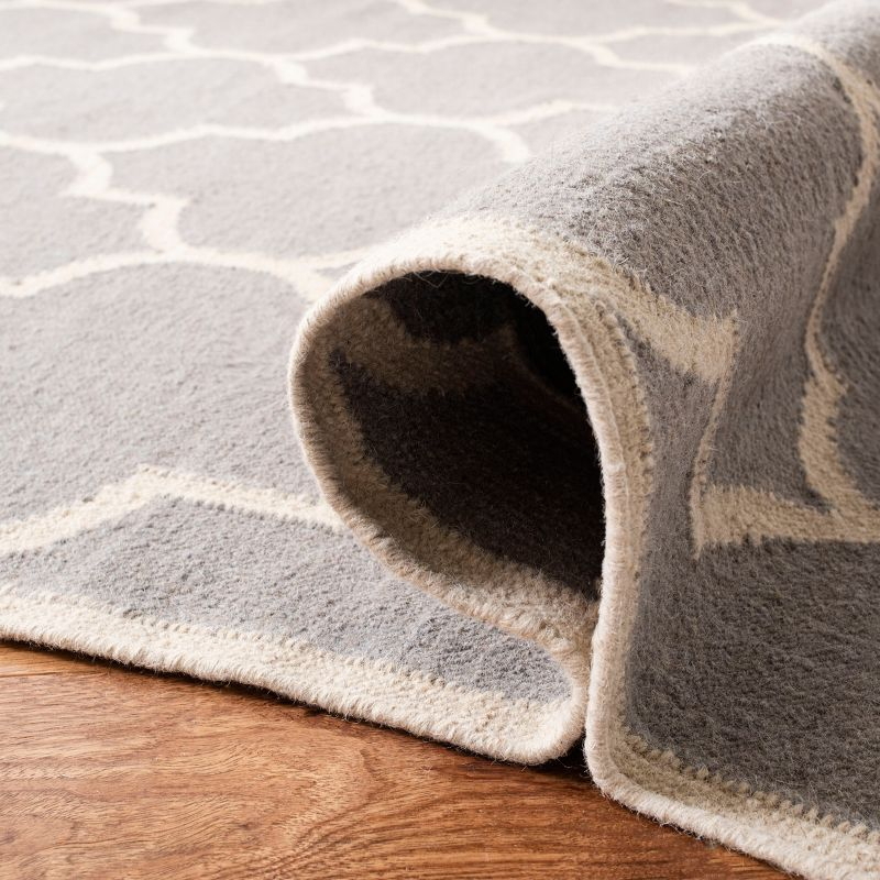 Dhurries DHU632 Hand Woven Runner Rug - Dark Grey/Ivory - 2'6"x10' - Safavieh.