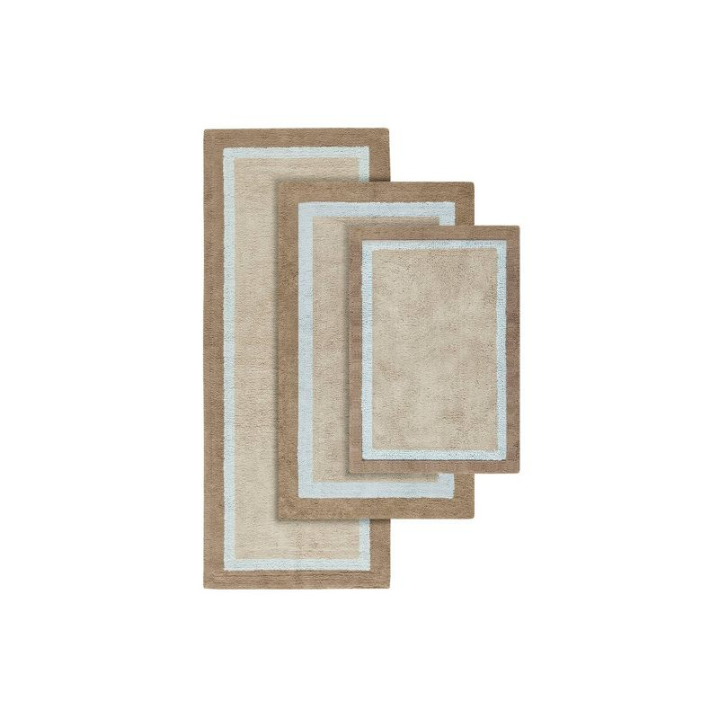 27"x45" Salem Border Bath Rug Blue: Madison Park, Cotton Tufted, Machine Washable, Latex Backing