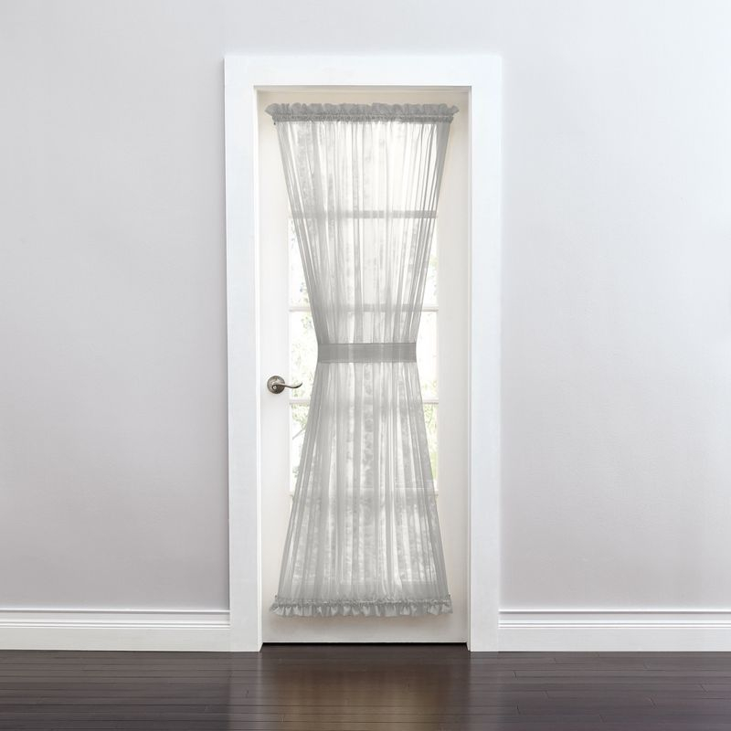 BrylaneHome BH Studio Sheer Voile Door Panel With Tiebacks - 60" W 63" L, Silver