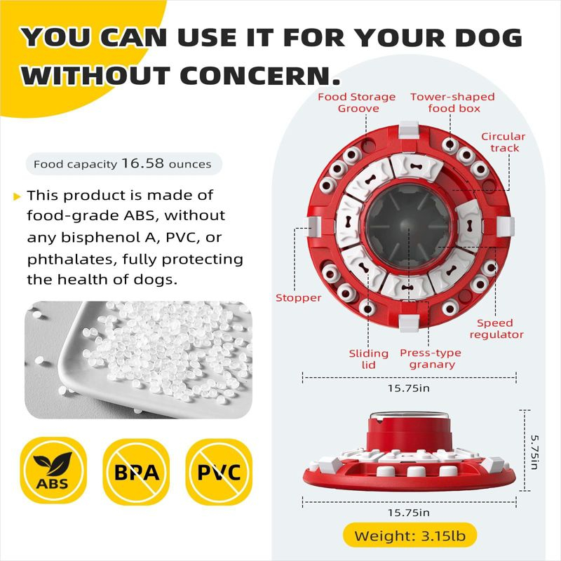 KADTC 4-in-1 Dog Puzzle Toy, Interactive Slow Feeder & Treat Dispenser for Smart Dogs