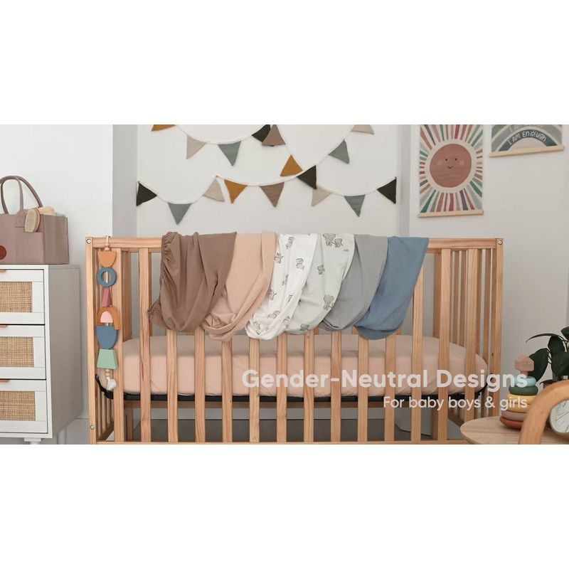 2pk Isla Changing Pad Covers for Girl, Boy, Soft Contoured Diaper Changing Table Pad Cover Sheets Neutral (Meadow)