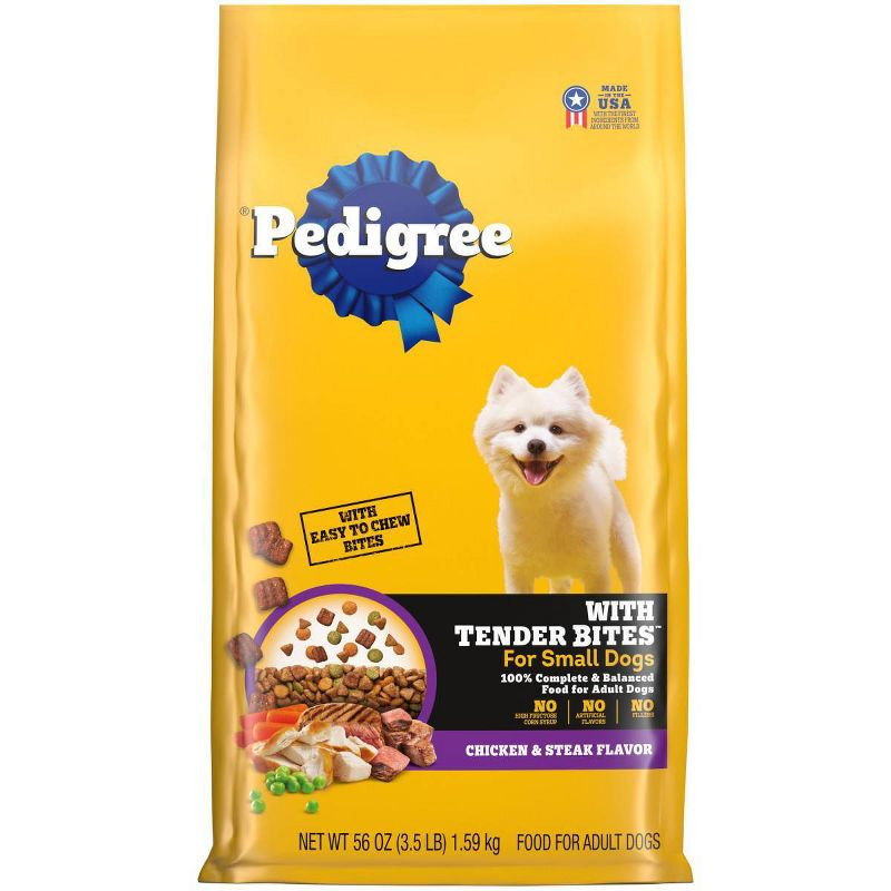 Pedigree with Tender Bites Chicken, Vegetable, Steak and Beef Flavor Dry Dog Food for Small Dogs - 3.5lbs