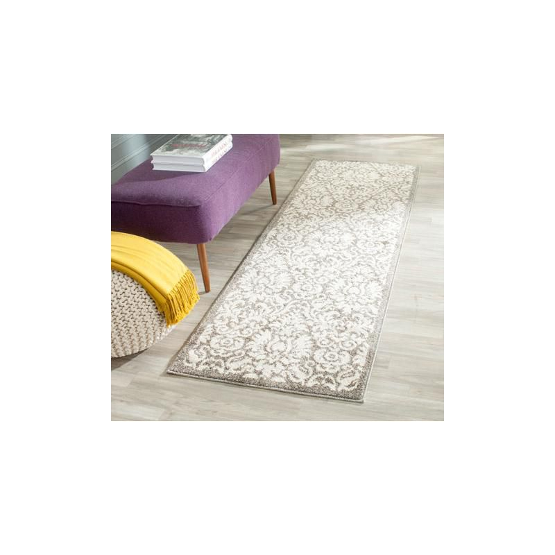 Amherst AMT427 Power Loomed Indoor Runner Rug - Dark Grey/Beige - 2'3"x13' - Safavieh