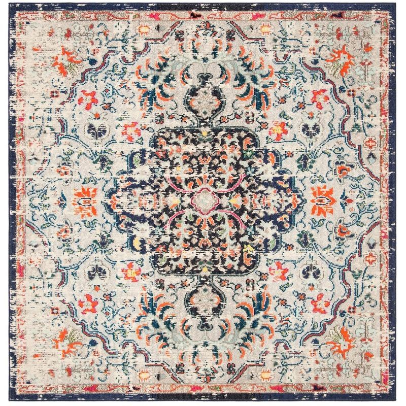 Madison MAD447 Power Loomed Indoor Area Rug - Beige/Black - 6'7"x6'7" - Safavieh