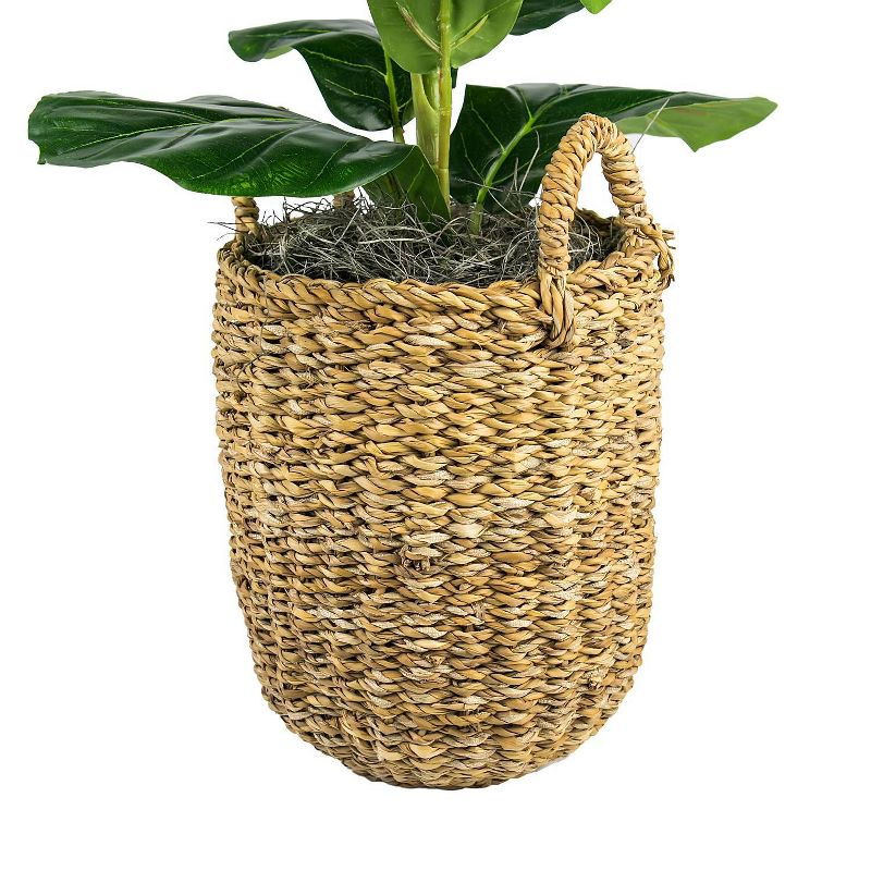 LCG Florals 30" x 16" Artificial Fig Plant in Basket with Handles: Indoor Faux Floor Plant, Polyester, Wicker Basket