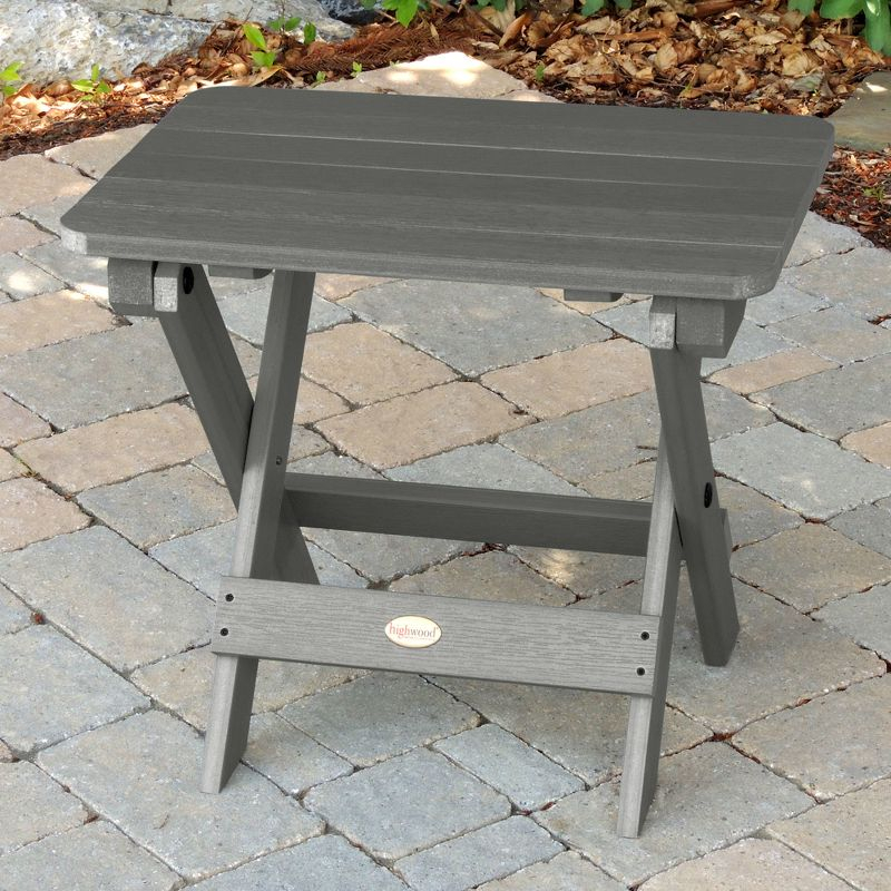Folding Adirondack Side Table Coastal Teak Gray- Highwood: Weather-Resistant, 304-Grade Stainless Hardware, No Assembly Required