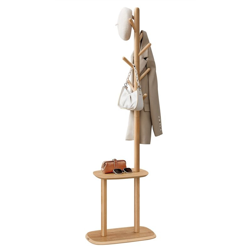 Coat Rack, Freestanding Hall Tree, Coat Rack Stand, 67.2-Inch High, 2 Height Options, for Coats,Hats, Bags, Entryway, Home Office, Natural Beige