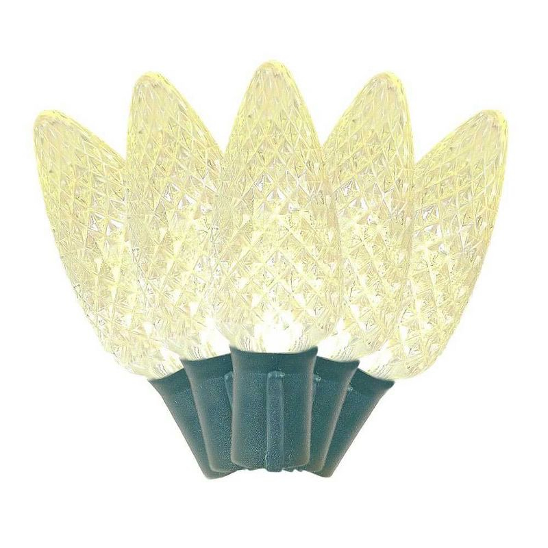 Novelty Lights LED Warm White C9 Faceted, Green Wire (25 Bulbs, 120 V)